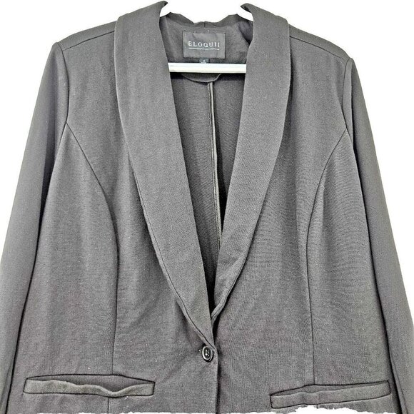 Eloquii The Ultimate Stretch Blazer Jacket Black Women’s Size 14 Minimalist - Picture 3 of 10